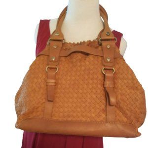 Francesco Biasia Leather Woven Satchel Handbag Innovative attractive design